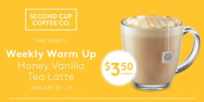 Second Cup Canada Weekly Warm Up Offer: Honey Vanilla Tea Latte for $3.50