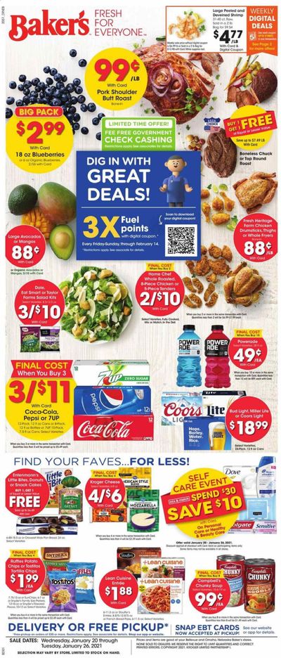 Baker's Weekly Ad Flyer January 20 to January 26