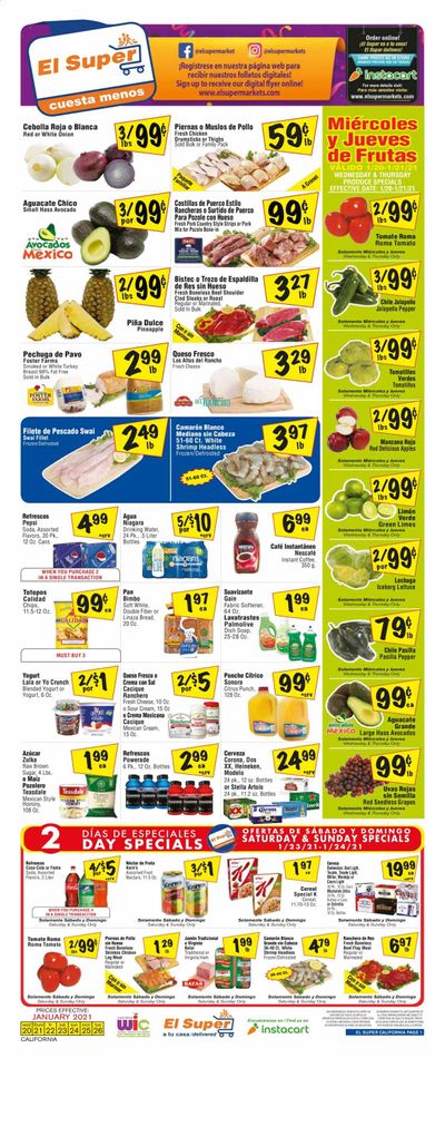 El Super (AZ, CA, NM, NV, TX) Weekly Ad Flyer January 20 to January 26