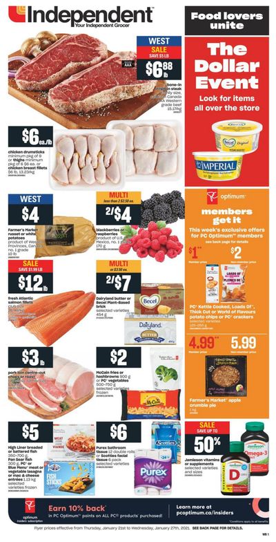 Independent Grocer (West) Flyer January 21 to 27
