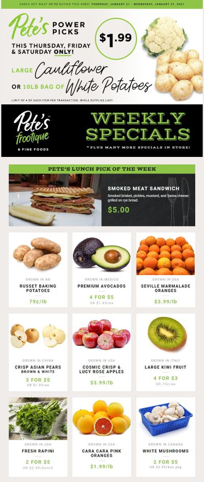 Pete's Fine Foods Flyer January 21 to 27