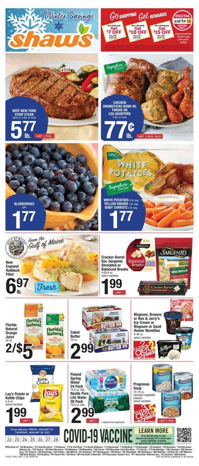 Shaw’s (MA, ME, NH, RI, VT) Weekly Ad Flyer January 22 to January 28