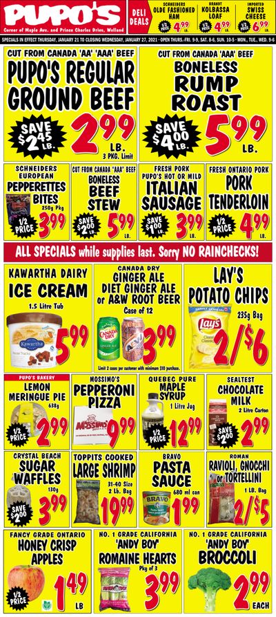 Pupo's Food Market Flyer January 21 to 27