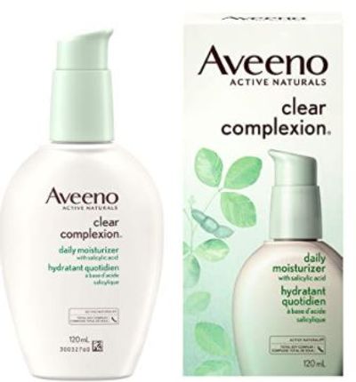 Aveeno Clear Complexion Acne Face Moisturizer for Sensitive Skin, Salicylic Acid, 120 mL For $17.29 At Amazon Canada