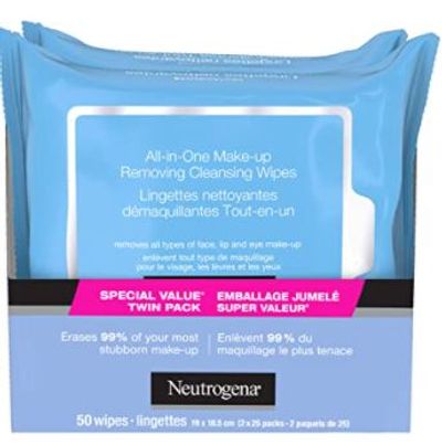 Neutrogena All in One Makeup Remover Cleansing Face Wipes, Alcohol Free Facial Wipes, 2-pack, 50 Count For $15.36 At Amazon Canada
