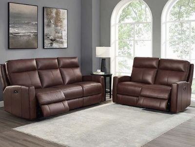 Capprio Top-grain Leather Power Reclining Sofa and Loveseat For $3499.99 At Costco Canada