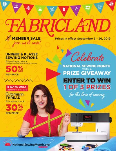 Fabricland (West) Flyer September 3 to 26