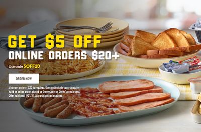 Get $5 Off Your Next Online or In-app Denny's Order of $20 or More Through to January 31