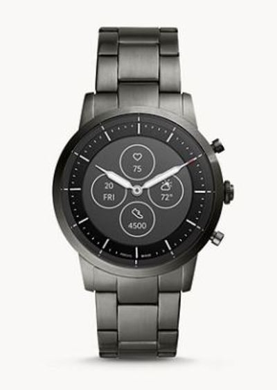 REFURBISHED Hybrid Smartwatch HR Collider Smoke Stainless Steel For $69.00 At Fossil Canada