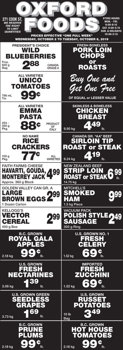 Oxford Foods Flyer October 2 to 8