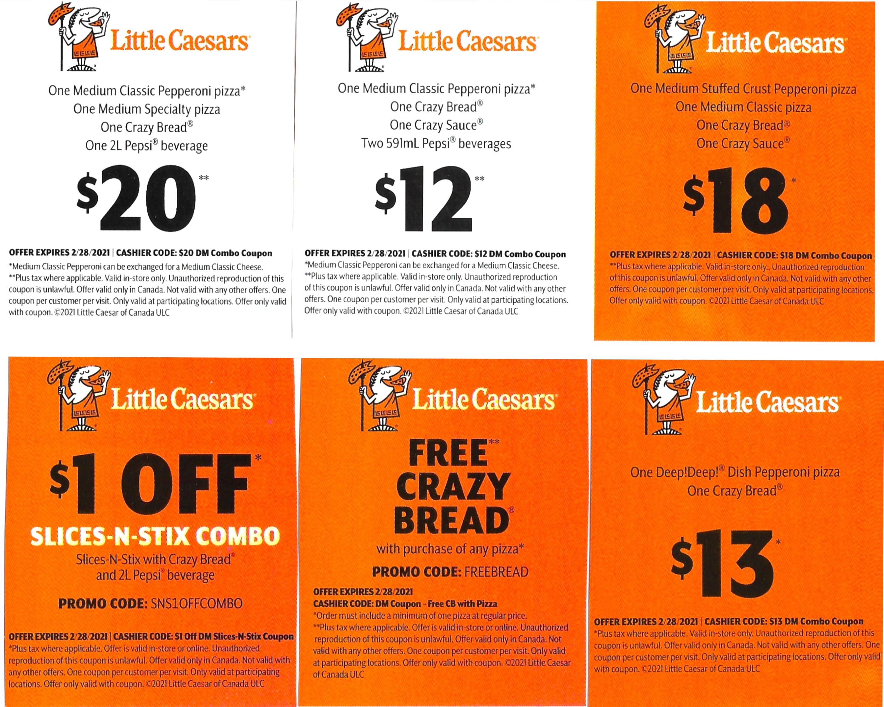 Coupons (scanned) at Little Caesars