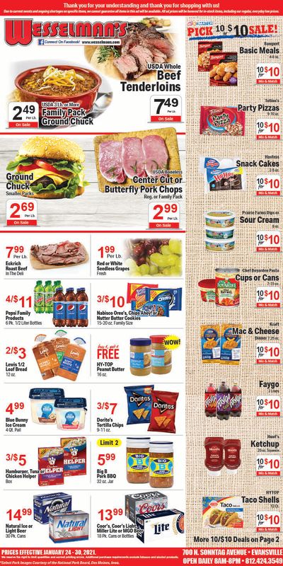 Wesselman's Weekly Ad Flyer January 24 to January 30, 2021