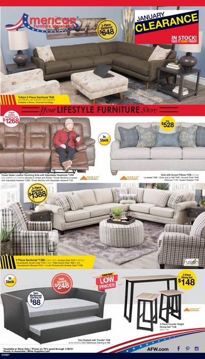 American Furniture Warehouse Weekly Ad Flyer January 21 to January 30