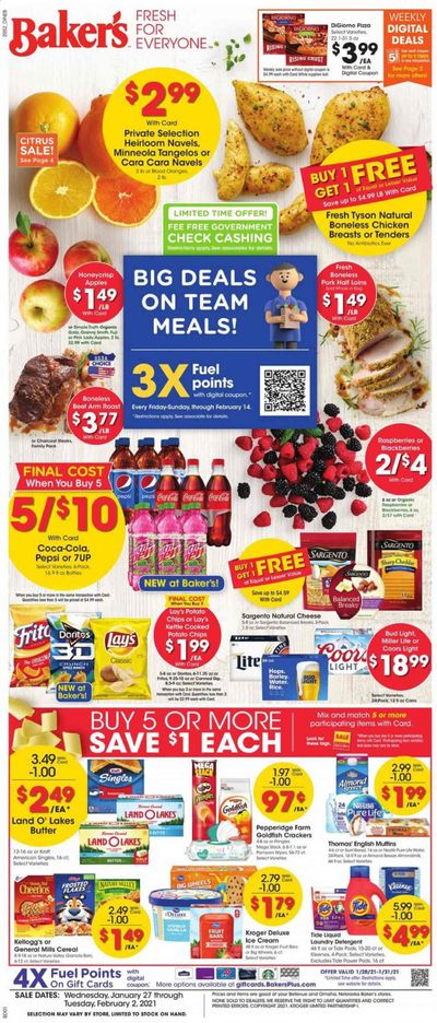 Baker's Weekly Ad Flyer January 27 to February 2