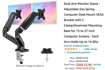 Amazon Canada Deals: Save 27% on Dual Arm Monitor Stand + 39% on USB Flash Drive for iPhone 128GB + 53% on Multi-Function 7mm-19mm Universal Sockets + More Offers