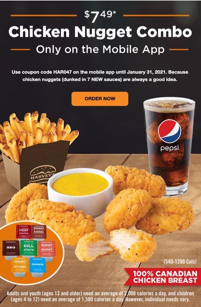 Harvey’s Canada Coupons: Valid until January 31