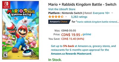 Amazon Canada Deals: Save 44% on Mario + Rabbids Kingdom Battle + 36% on Wireless Earbuds + 30% on Dibea Cordless Stick Vacuum Cleaner + More Offers