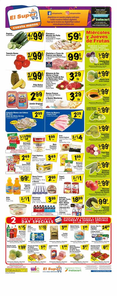 El Super (AZ, CA, NM, NV, TX) Weekly Ad Flyer January 27 to February 2