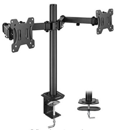 HUANUO Dual Monitor Stand Mount, Fully Adjustable LCD Monitor Desk Mount Fits 13" to 27" Computer Screens, VESA 75 100, Each Arm Holds up to 17.6lbs For $42.04 At Amazon Canada