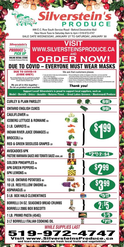 Silverstein's Produce Flyer January 27 to 30