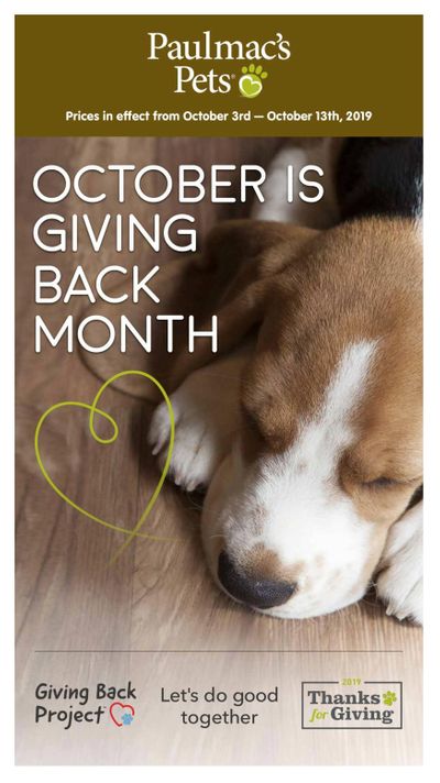 Paulmac's Pets Flyer October 3 to 13