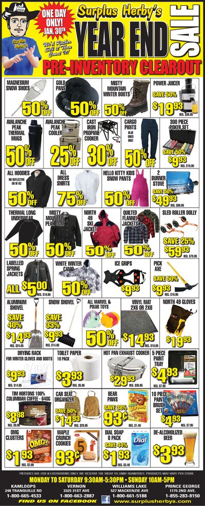 Surplus Herby's Year End Sale Flyer January 30
