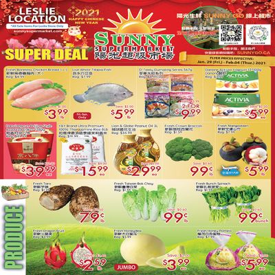 Sunny Supermarket (Leslie) Flyer January 29 to February 4
