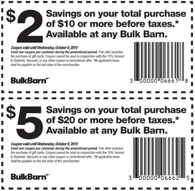 Bulk Barn Canada Coupons: Save $2 to $5 Off Your Purchase Using Coupons + 20% off Select Items