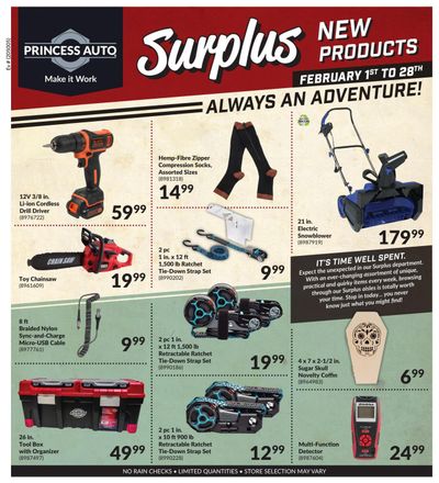 Princess Auto Surplus New Products Flyer February 1 to 28