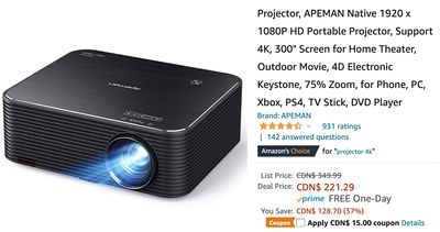 Amazon Canada Deals: Save 41% on Portable Projector with Coupon + 46% on Air Compressor Portable Tire Inflator + 23% on Sony Truly Wireless Headphones + More Offers