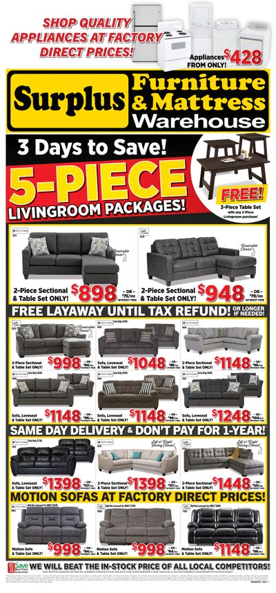 Surplus Furniture & Mattress Warehouse (Brandon) Flyer February 1 to 7