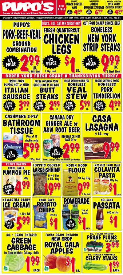 Pupo's Food Market Flyer October 3 to 9