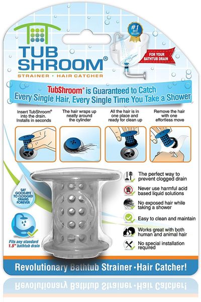 TubShroom The Revolutionary Tub Drain Protector Hair Catcher/Strainer/Snare, Gray On Sale for $ 14.99 at Amazon Canada