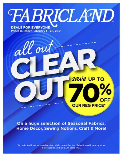 Fabricland (West) Flyer February 1 to 28