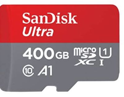 SanDisk 400GB Ultra microSDXC UHS-I Memory Card with Adapter - 100MB/s, C10, U1, Full HD, A1, Micro SD Card - SDSQUAR-400G-GN6MA, red For $69.99 At Amazon Canada