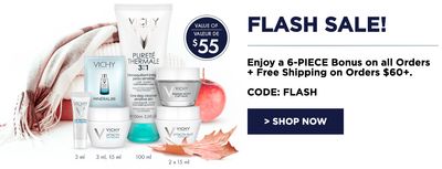 Vichy Canada Flash Sale: Enjoy a 6-PIECE Bonus on All Orders + FREE Shipping on Orders $60 With Coupon Code