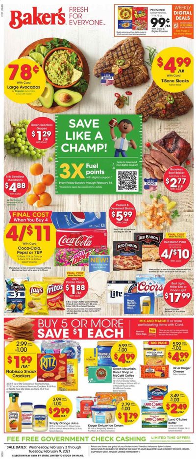 Baker's Weekly Ad Flyer February 3 to February 9