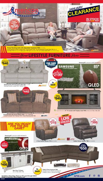 American Furniture Warehouse Weekly Ad Flyer January 31 to February 6 American Furniture Warehouse Weekly Ad Flyer January 31 to February 6