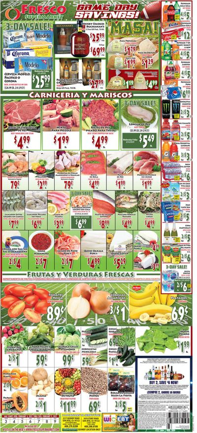 Fresco Supermarket Big Game Day Sale Weekly Ad Flyer February 3 to February 9, 2021