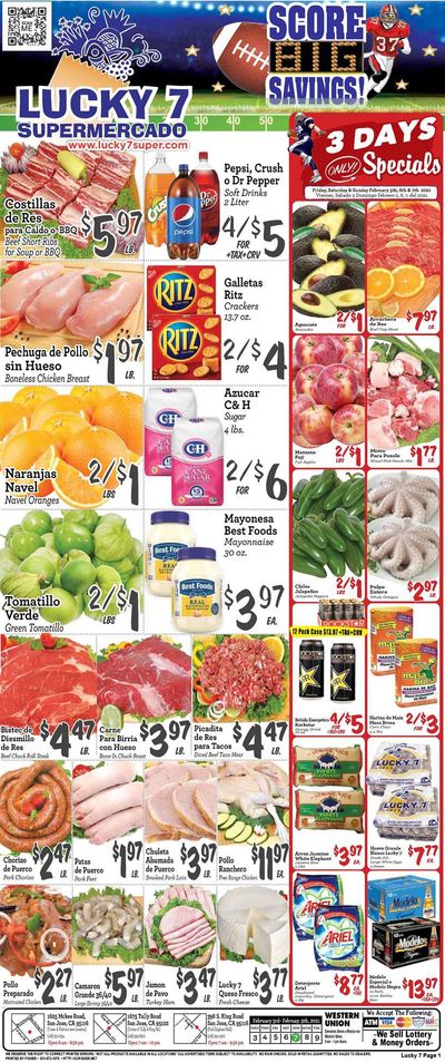 Lucky 7 Supermarket Big Game Day Sale Weekly Ad Flyer February 3 to February 9, 2021