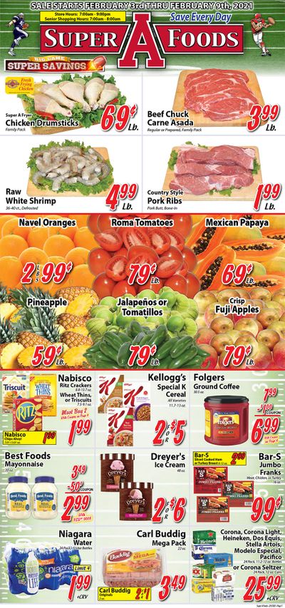 Super A Foods Big Game Day Sale Weekly Ad Flyer February 3 to February 9, 2021