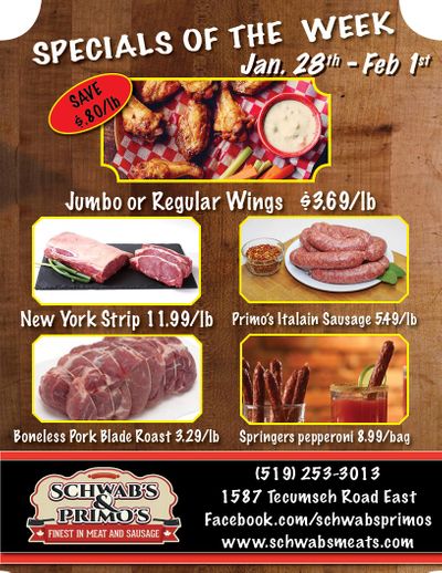 Schwab's & Primo's Flyer January 28 to February 1