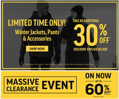 Sport Chek Canada Deals: Save EXTRA 30% Off Winter Jackets, Pants & Accessories + Up to 60% Off Clearance + More