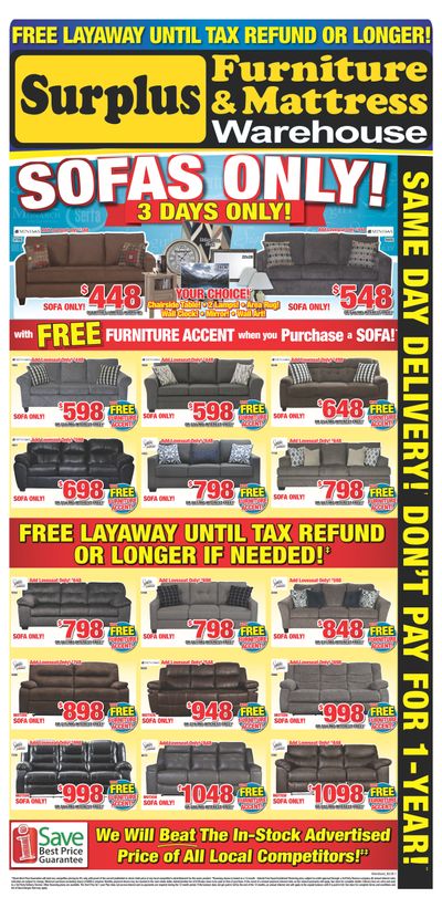 Surplus Furniture & Mattress Warehouse (Winnipeg) Flyer January 28 to February 3