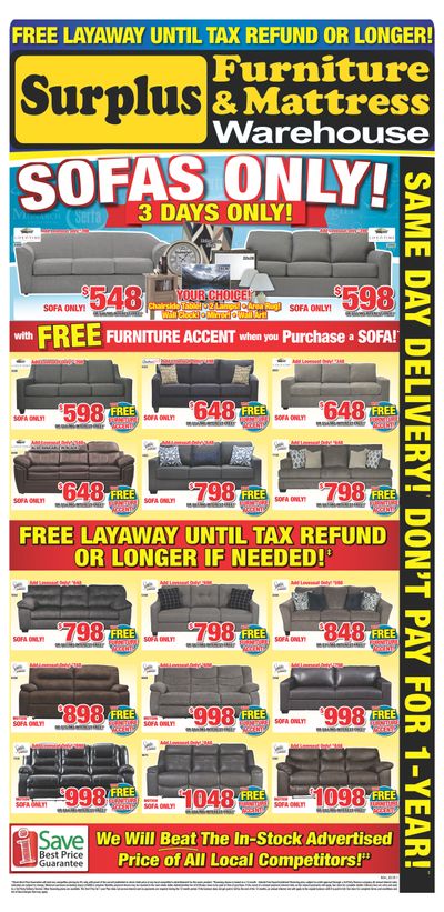 Surplus Furniture & Mattress Warehouse (Sault Ste Marie) Flyer January 28 to February 3