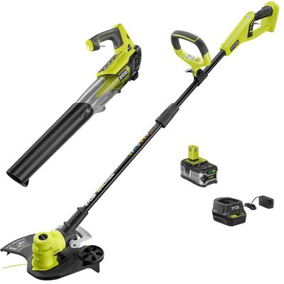 RYOBI 18V ONE+ Lithium-Ion Cordless String Trimmer/Edger and Blower Combo Kit with Battery & Charger On Sale for $124.00 at The Home Depot Canada