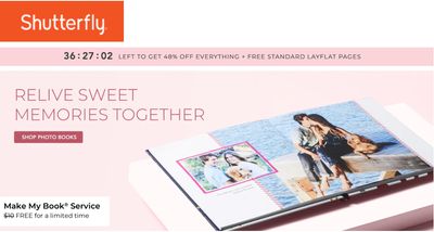 Shutterfly Canada Deals: Save 48% Off Everything + FREE Shipping on $39 Order with Coupon Code