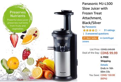 Amazon Canada Deals: Save 60% off Panasonic Slow Juicer