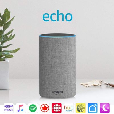 Echo (2nd Generation) - Smart speaker with Alexa - Heather Gray Fabric on Sale for $ 49.99 (Save $ 80.00) at Amazon Canada