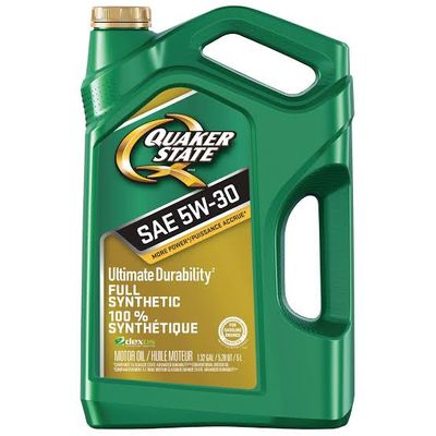Quaker State Ultimate Durability Synthetic Engine Oil, 5-L On Sale for  $54.99 at Canadian Tire Canada